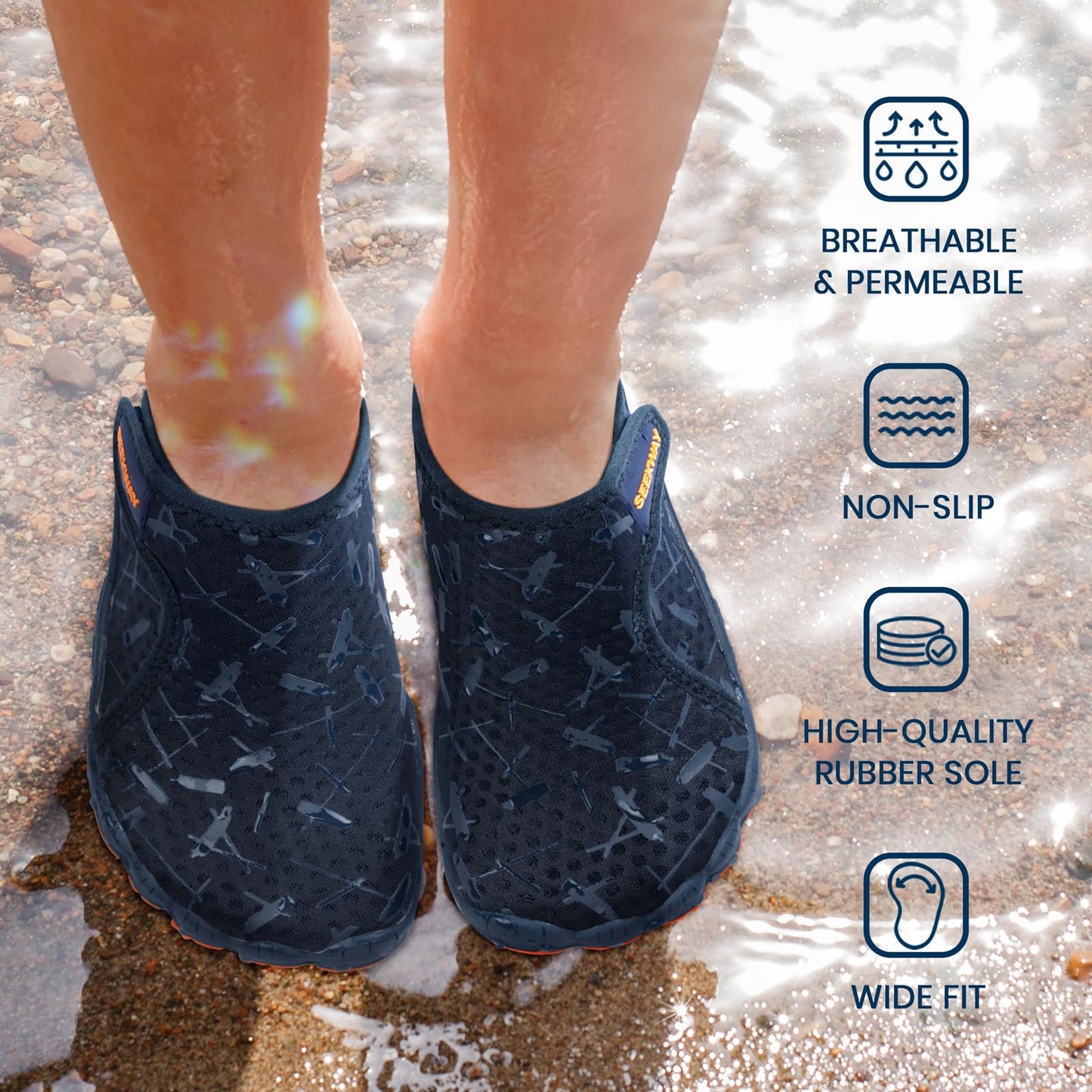 Kids Quick-Dry Barefoot Water Shoes with Wide Toe Box