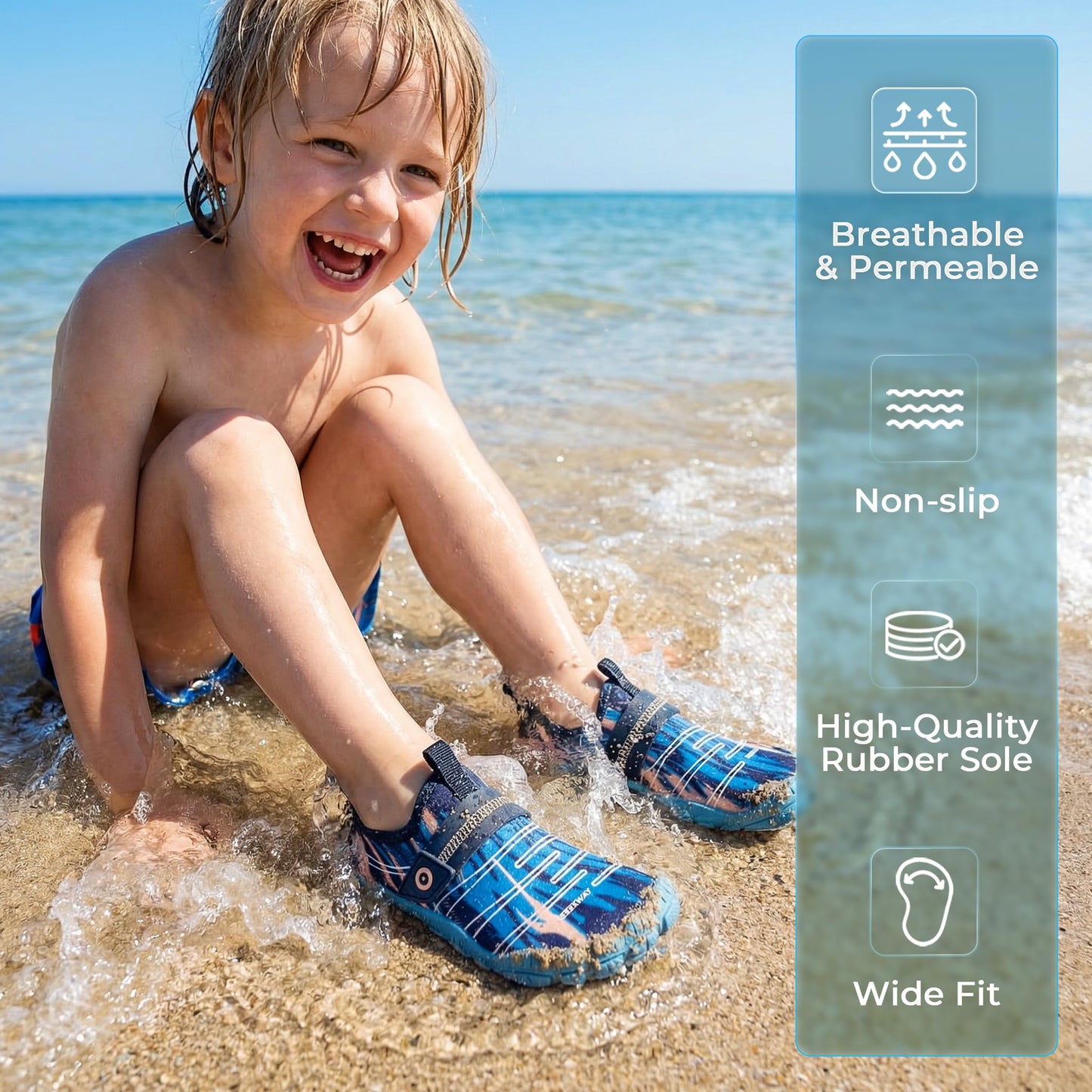 Kids Wide Toe Quick-Dry Water Shoes for Outdoor Play