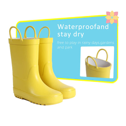 Kids Natural Rubber Rain Boots with Easy Handles