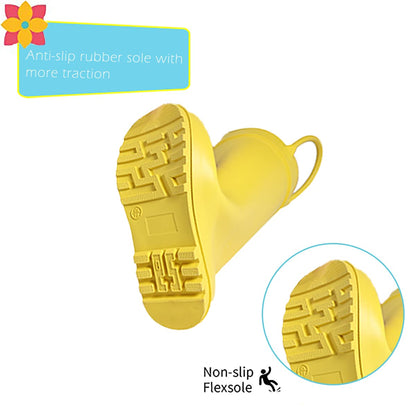 Kids Natural Rubber Rain Boots with Easy Handles