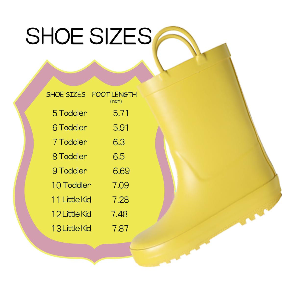 Kids Natural Rubber Rain Boots with Easy Handles