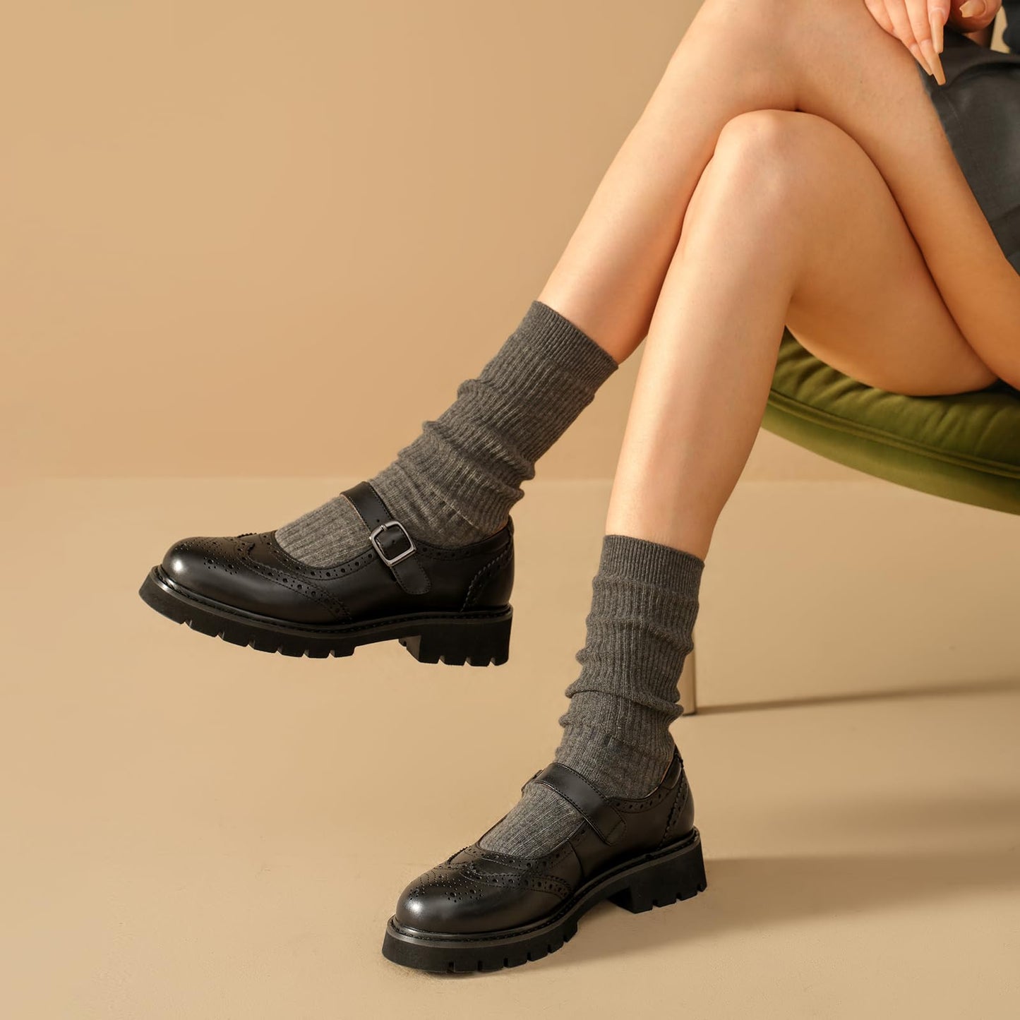 Women's Leather Mary Jane Oxford Flats for Daily Wear
