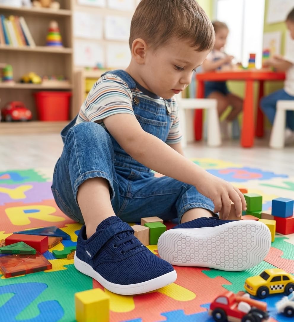 Kids Wide Toe Barefoot Sneaker - Navy Blue