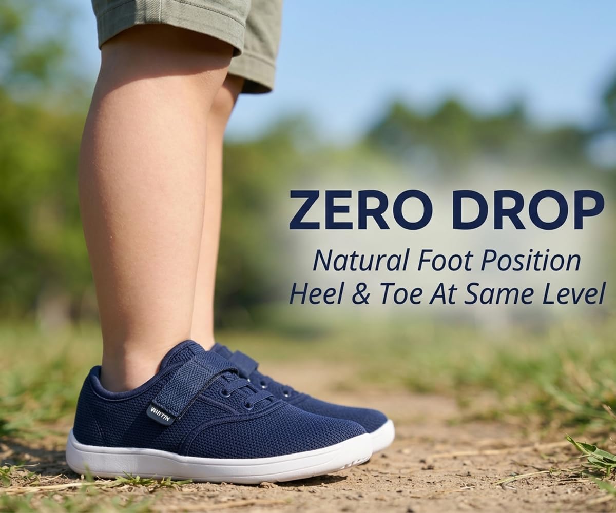 Kids Wide Toe Barefoot Sneaker - Navy Blue