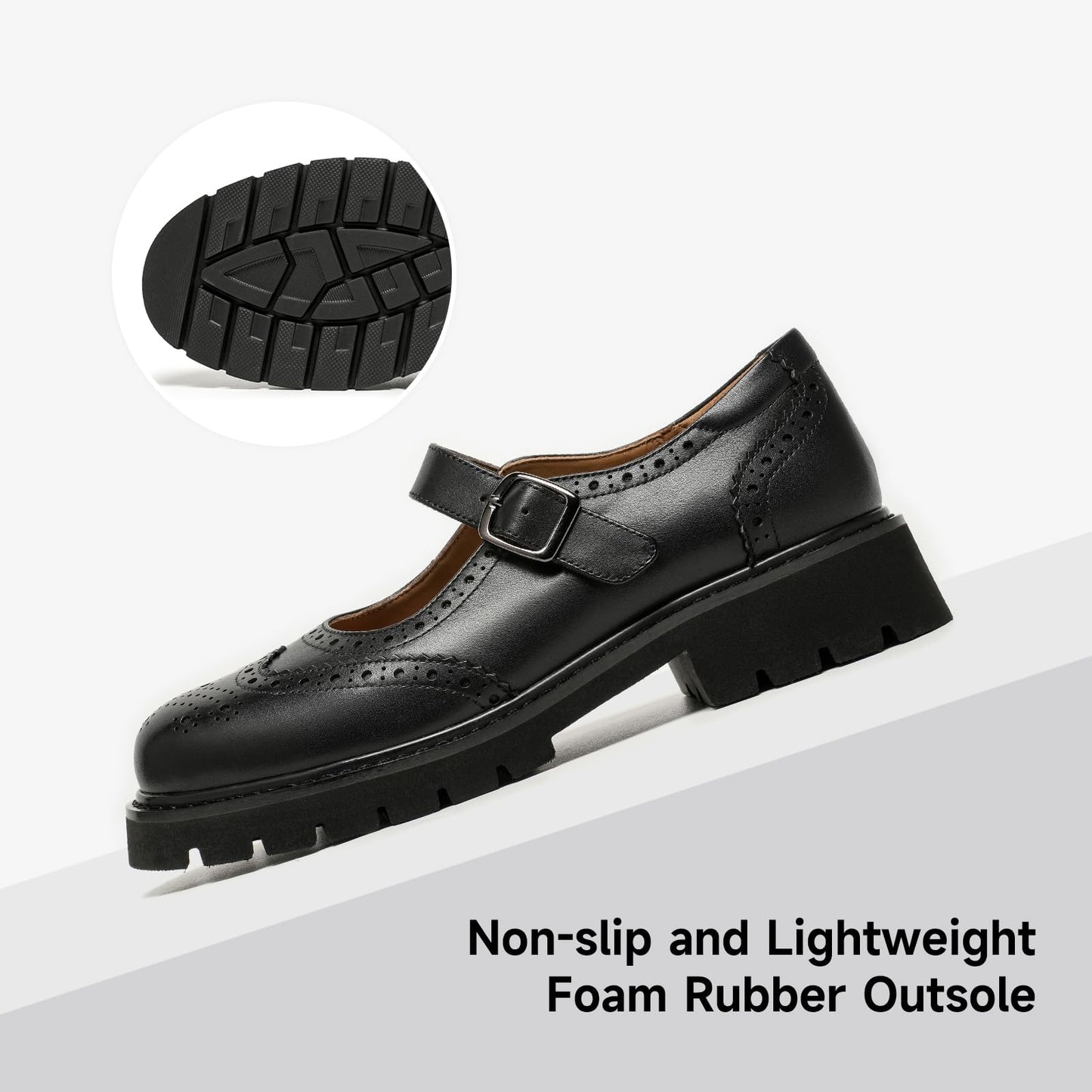 Women's Leather Mary Jane Oxford Flats for Daily Wear