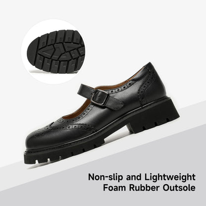 Women's Leather Mary Jane Oxford Flats for Daily Wear