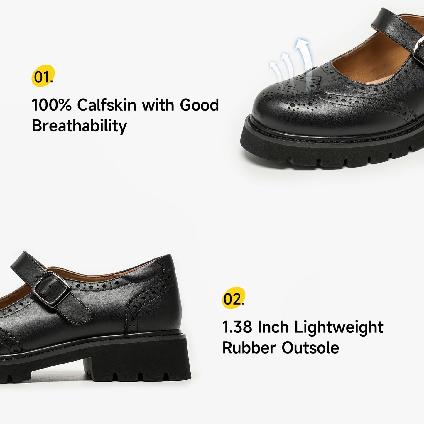 Women's Leather Mary Jane Oxford Flats for Daily Wear