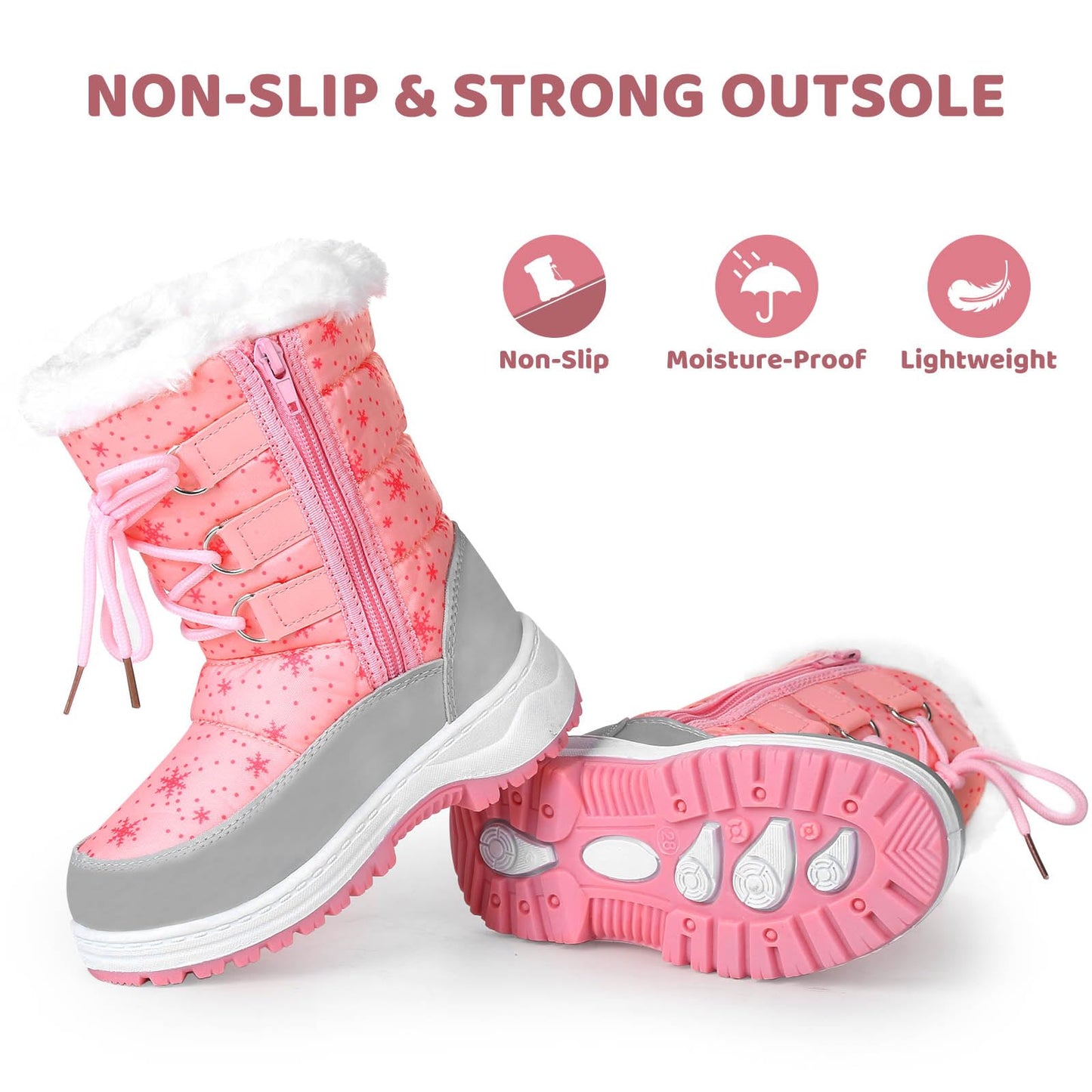 Girls Fur-Lined Winter Snow Boot - Pink
