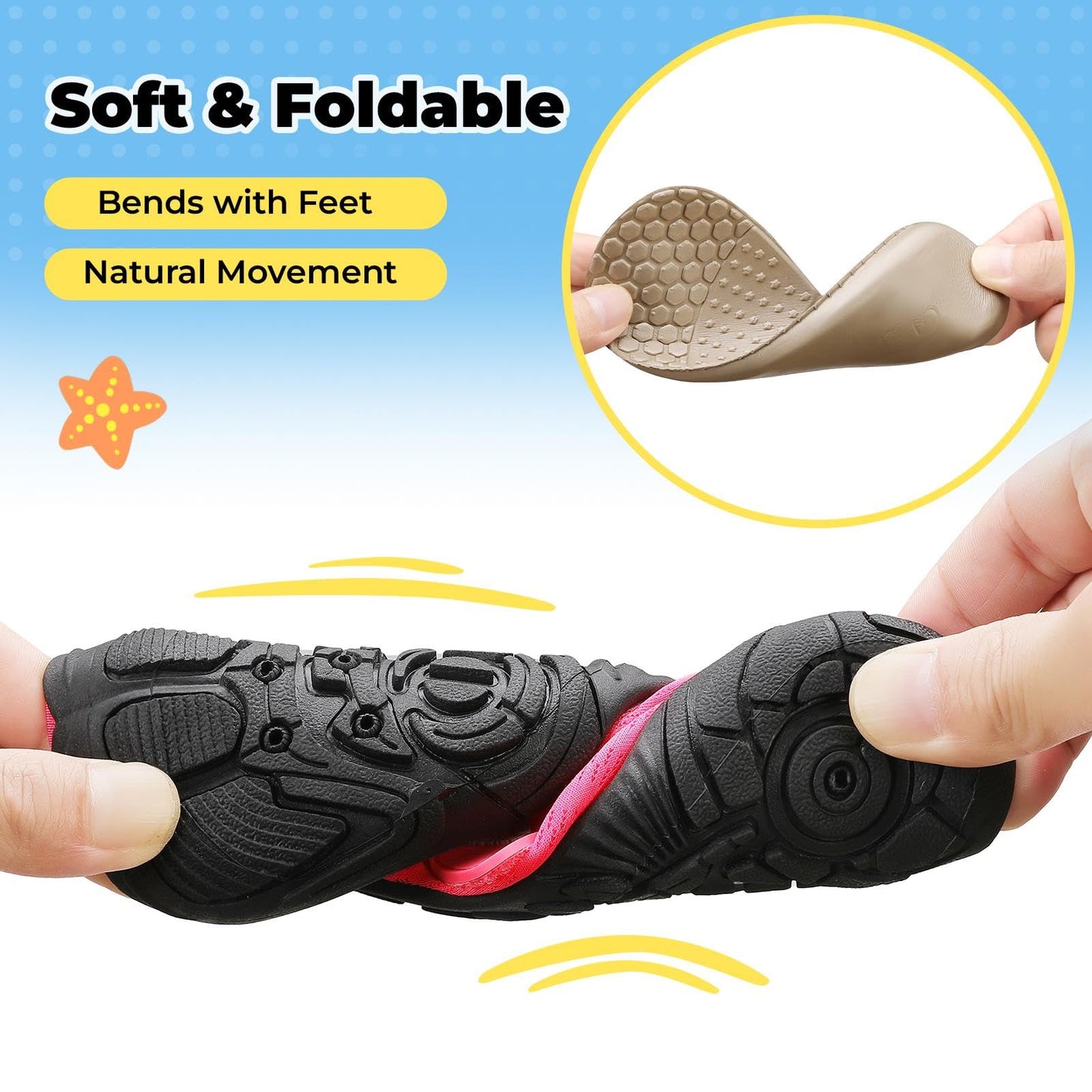 Kids Quick-Dry Barefoot Water Shoes with Wide Toe Box
