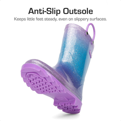 Kids Glitter Waterproof Rain Boots with Handles