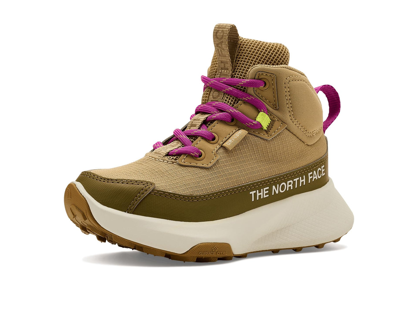 Teen Waterproof Mid Hiking Shoe - Khaki Fuchsia