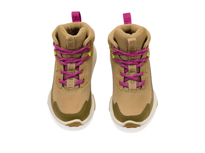 Teen Waterproof Mid Hiking Shoe - Khaki Fuchsia