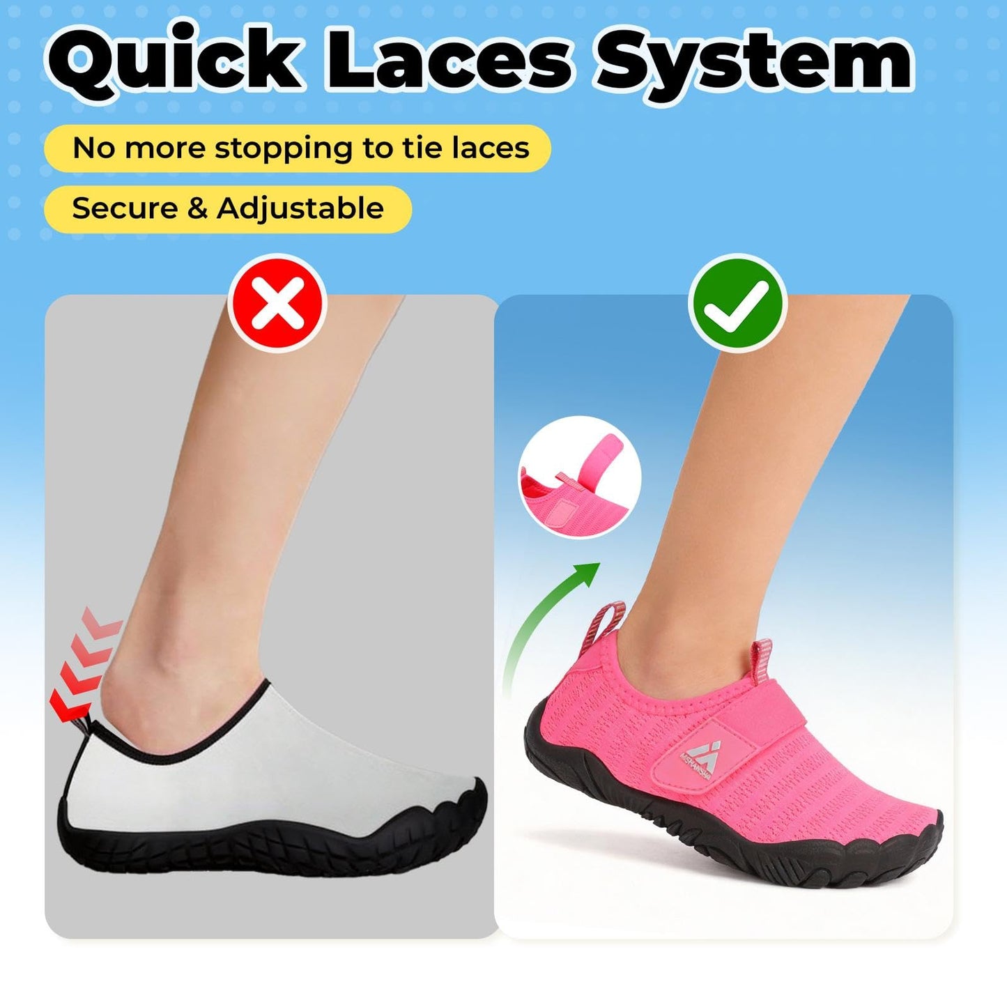 Kids Quick-Dry Barefoot Water Shoes with Wide Toe Box