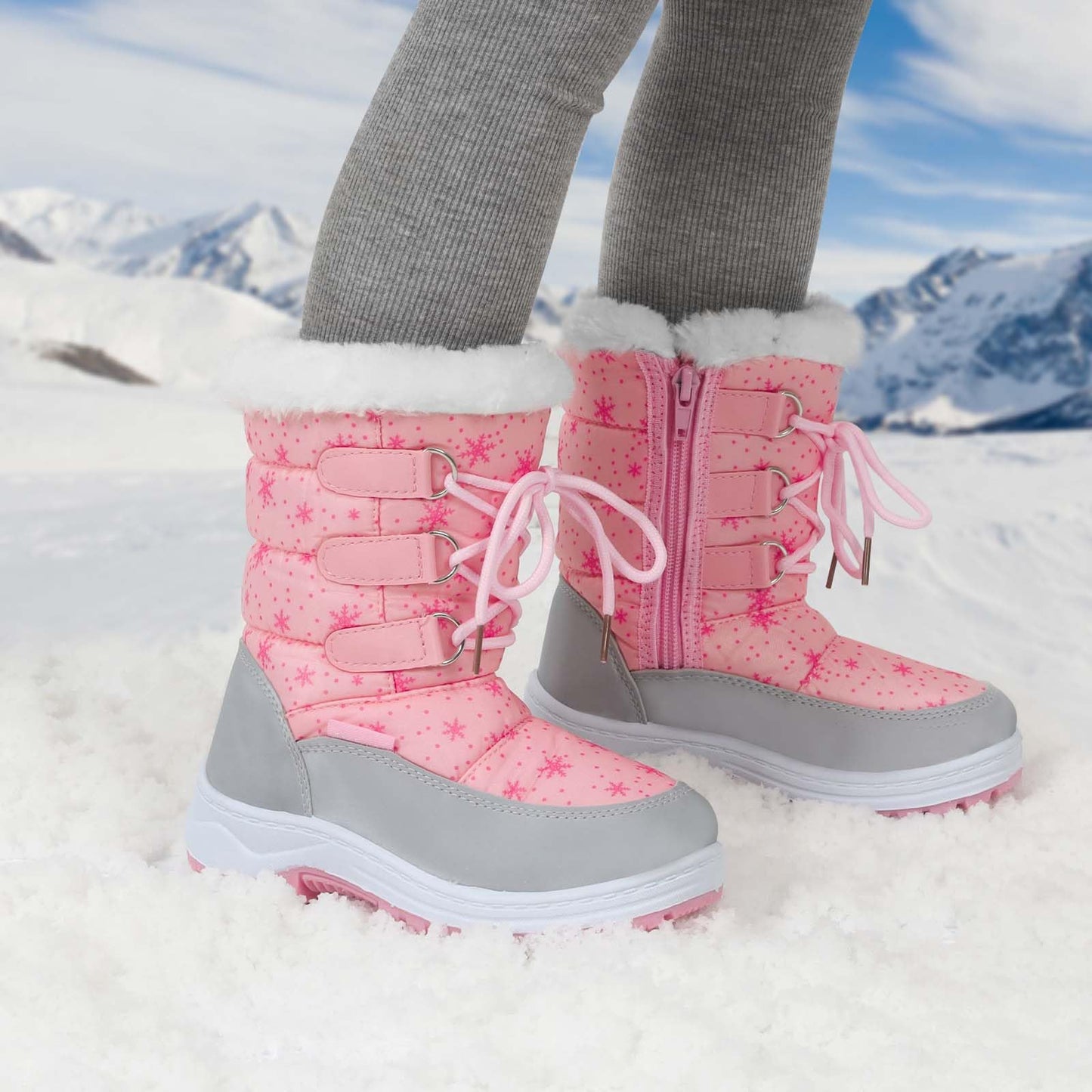 Girls Fur-Lined Winter Snow Boot - Pink