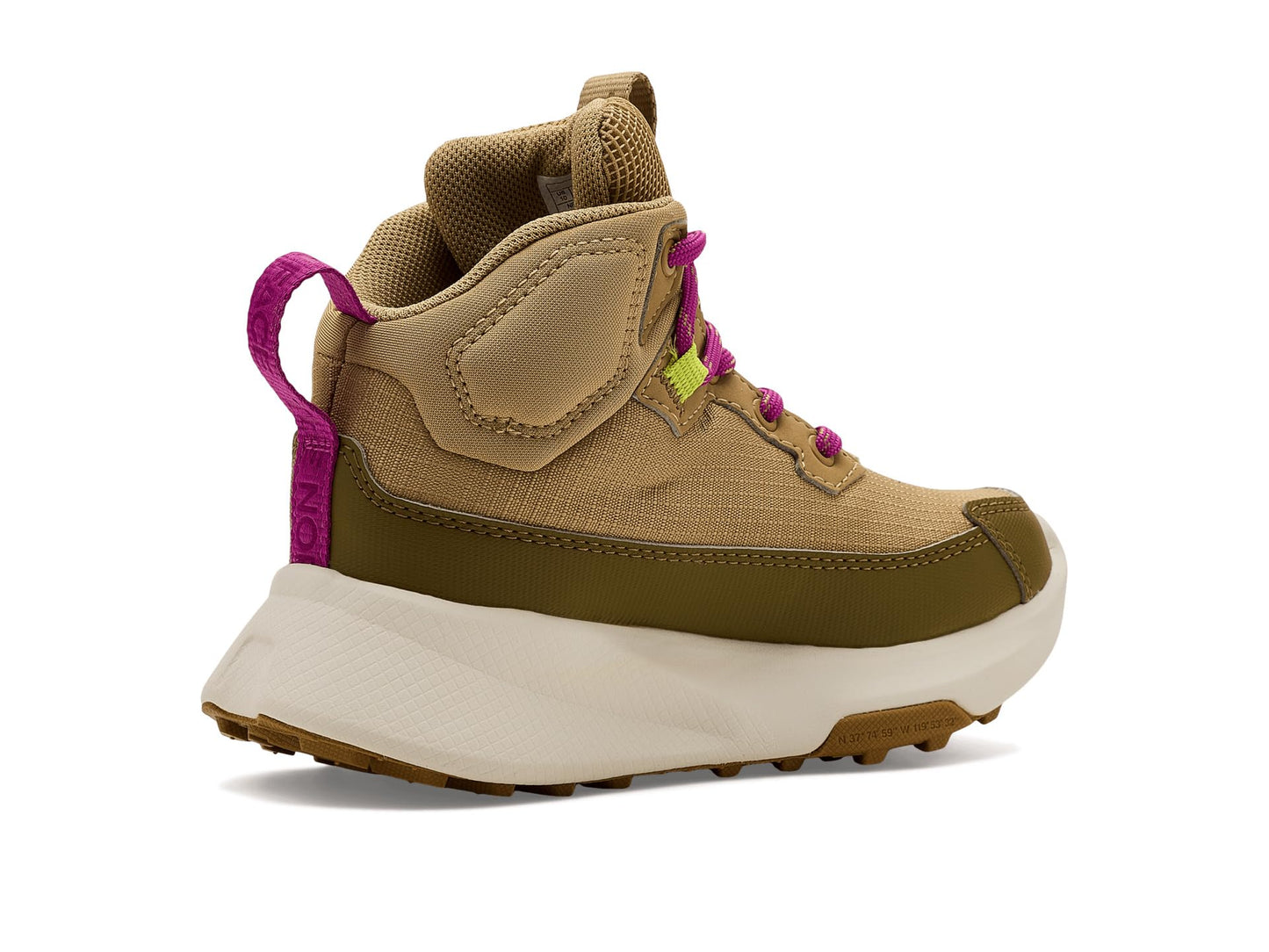 Teen Waterproof Mid Hiking Shoe - Khaki Fuchsia