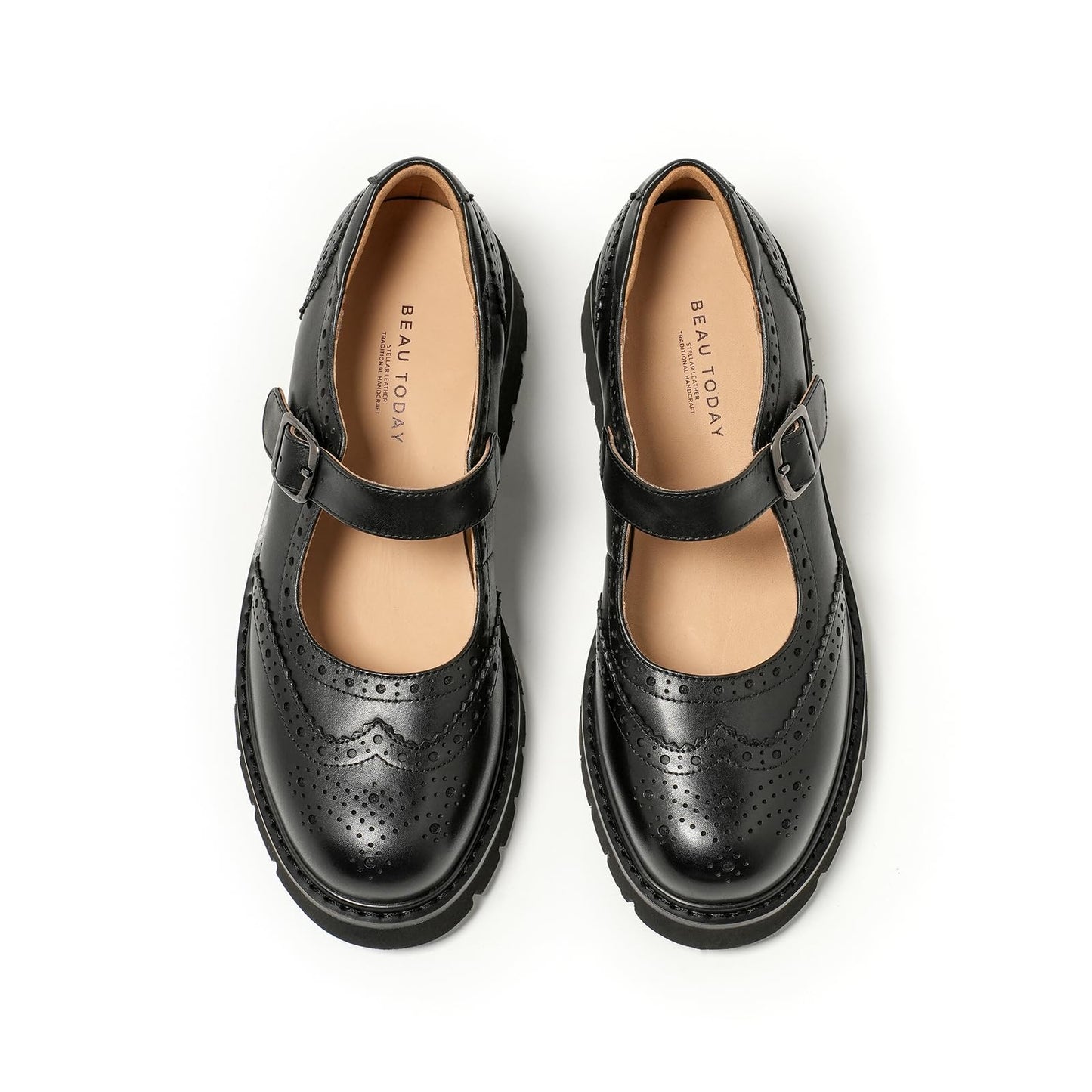 Women's Leather Mary Jane Oxford Flats for Daily Wear