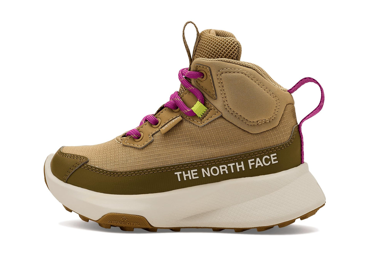 Teen Waterproof Mid Hiking Shoe - Khaki Fuchsia