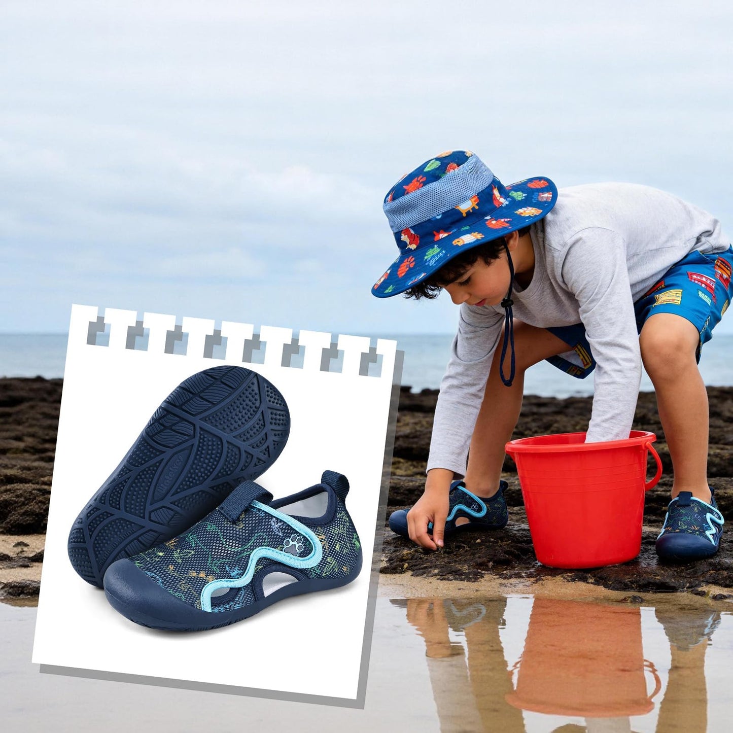 Kids Wide Barefoot Water Shoes for Beach and Hiking