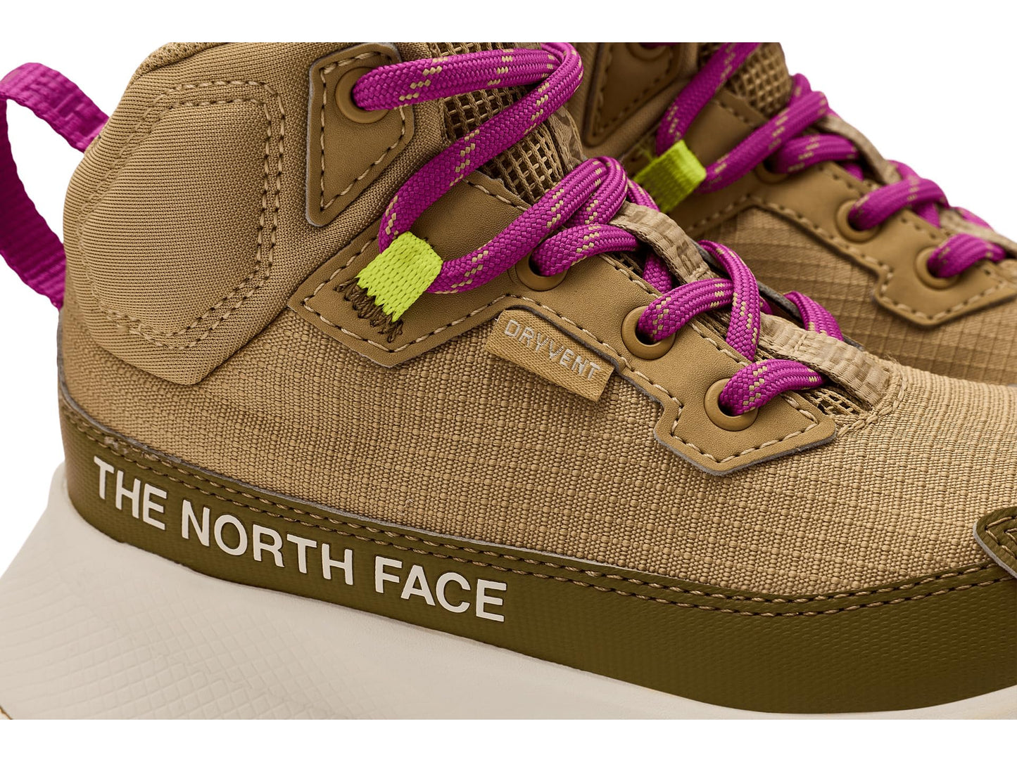 Teen Waterproof Mid Hiking Shoe - Khaki Fuchsia
