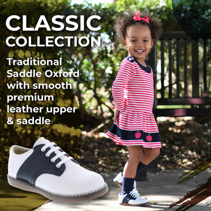 Kids Lace-Up Saddle Oxford Dress Shoes for Formal Wear