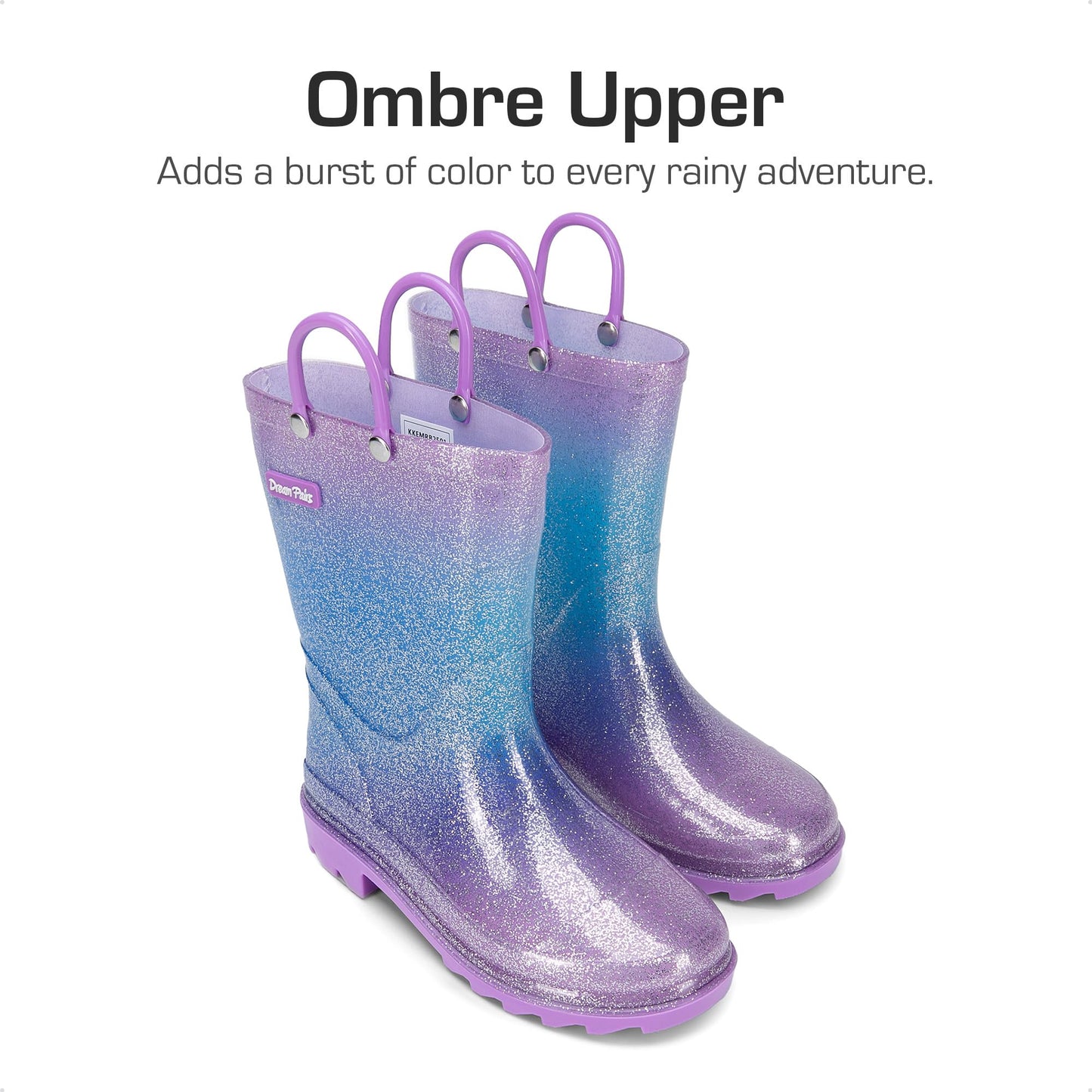 Kids Glitter Waterproof Rain Boots with Handles