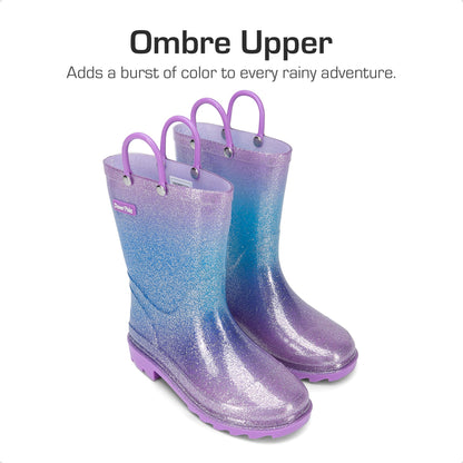 Kids Glitter Waterproof Rain Boots with Handles