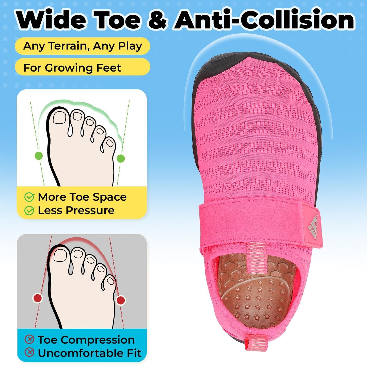 Kids Quick-Dry Barefoot Water Shoes with Wide Toe Box