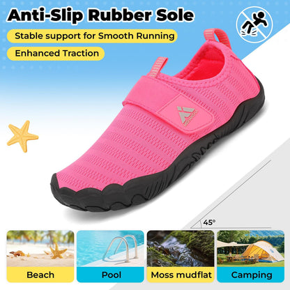 Kids Quick-Dry Barefoot Water Shoes with Wide Toe Box