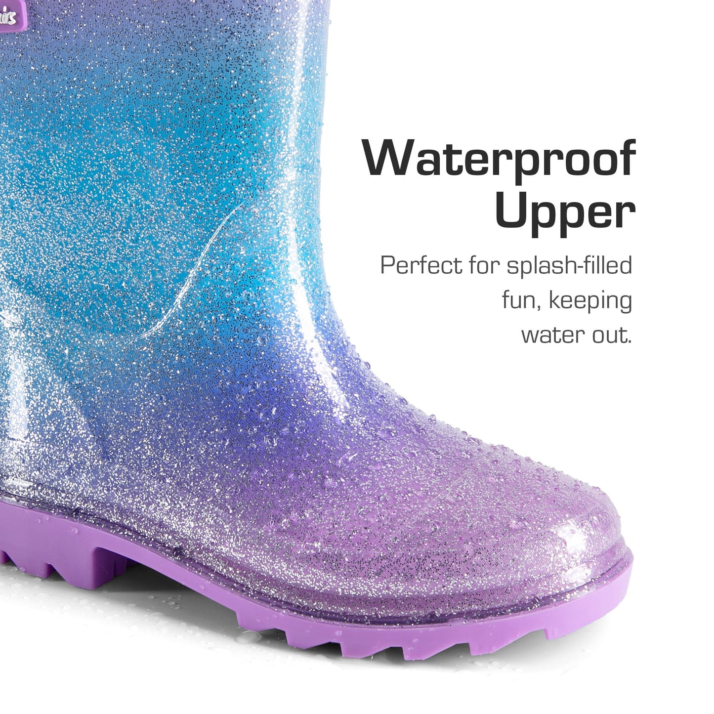 Kids Glitter Waterproof Rain Boots with Handles